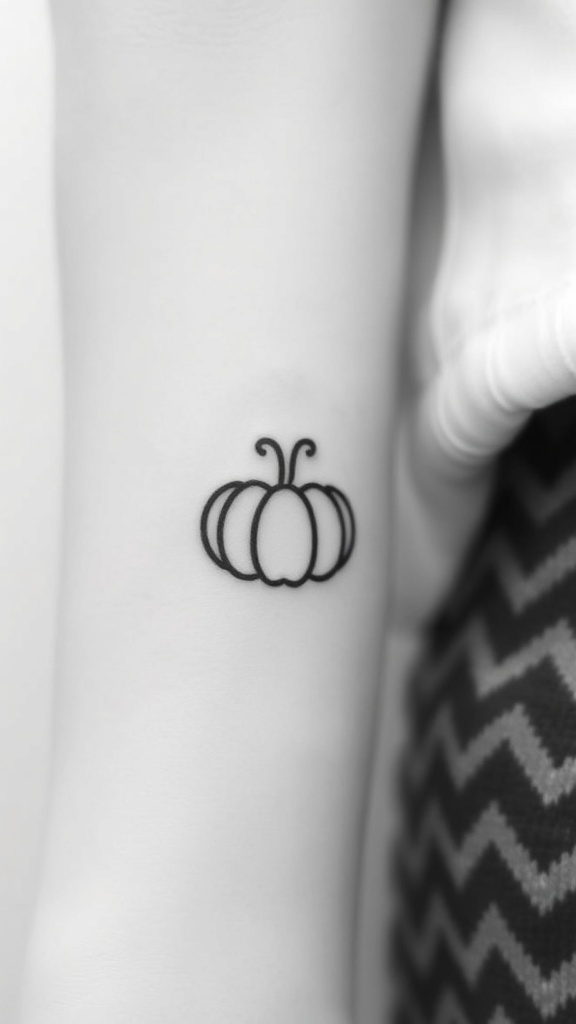 Simple Small Pumpkin Tattoo Design Minimalist small pumpkin tattoo design with clean lines.